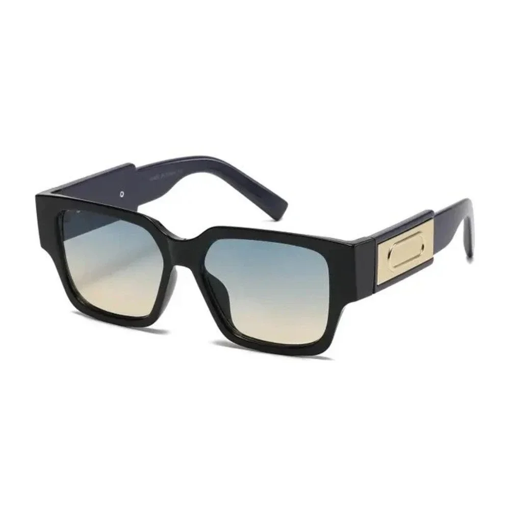 Black Oversized Square Sunglasses Blue Gradient Lens Women Fashion Fancy Eyewear